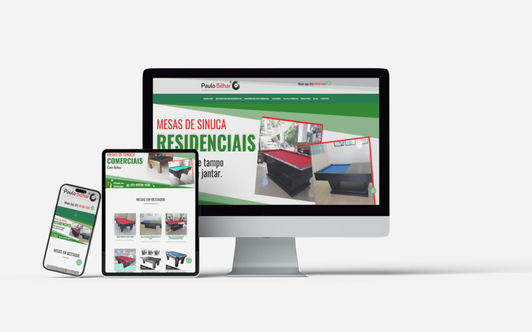 Criação de site para empresa de fabricação de mesas de sinuca e bilhar em Alvorada RS